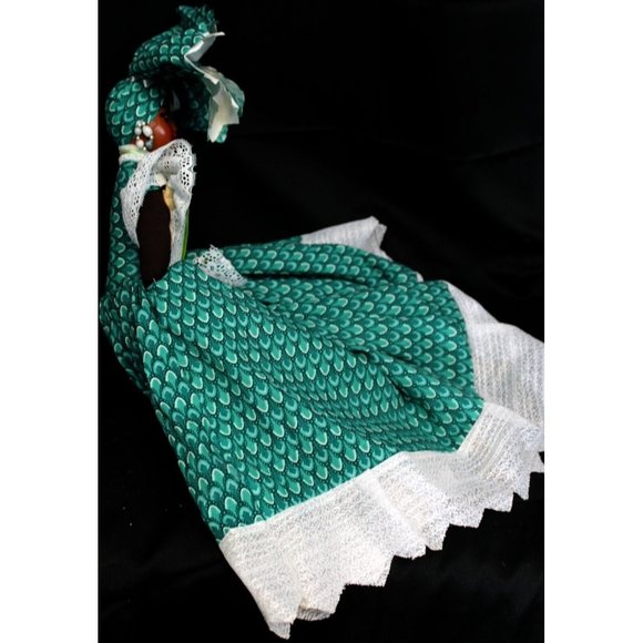 Caribbean Island Style Doll Green Dress Lace Trim Souvenir Ethnic New Orleans - Picture 8 of 12